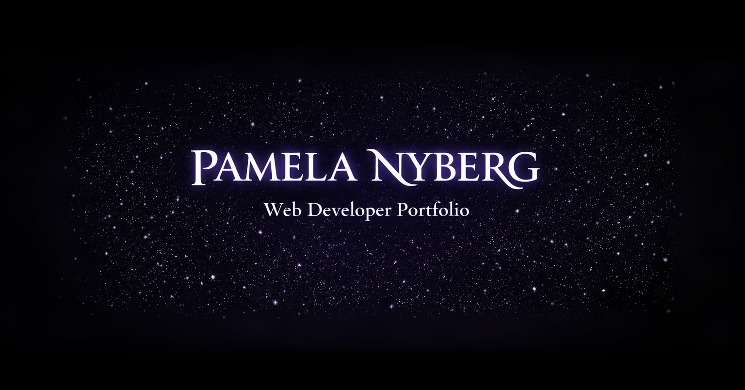 Vista previa del sitio de portafolio de Pamela Nyberg y su identidad visual.