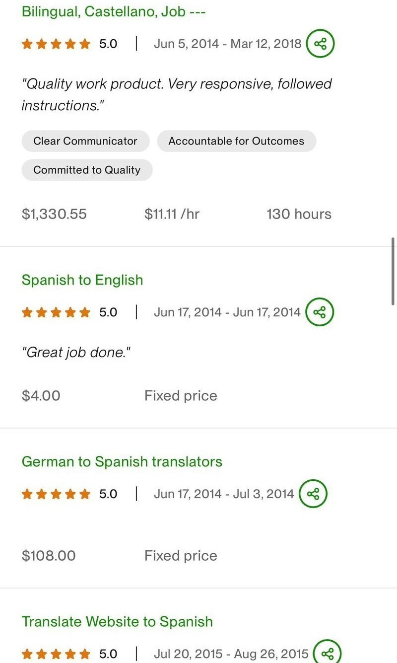 Upwork client feedback screenshot 2